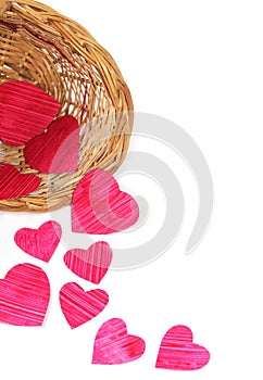 Paper hearts in a basket