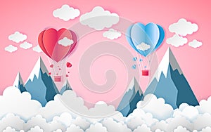 Card Valentine`s day balloon heart love Invitation on vector abstract background