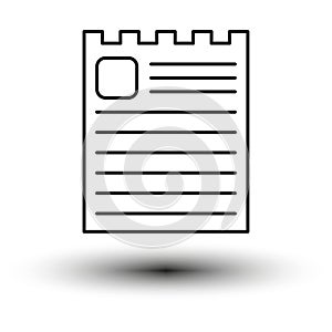 Paper icon. Lined sheet. Organize data. Vector illustration. EPS 10.