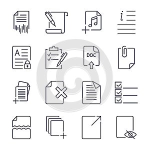 Paper icons. Document icons. Vector EPS10. Icon set with editable stroke