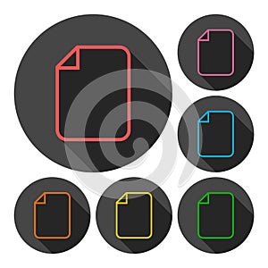 Paper icons set with long shadow