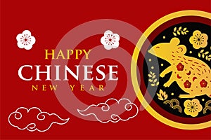 Paper illustration chinese new year rat