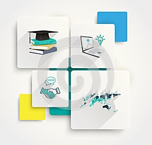 Paper infographics and flat icons with long shadow