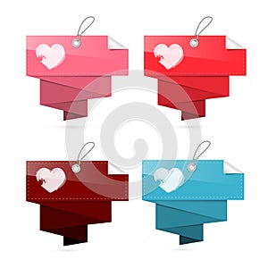 Paper Labels for Valentine, Wedding with Hearts