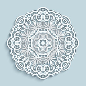 Paper lace doily, cutout round pattern