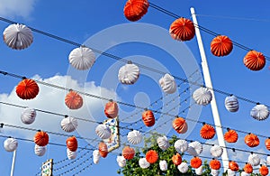 Paper lanterns, Fair in Seville, Andalusia, Spain