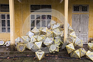 Paper lanterns outside a building in Hue Imperial City