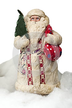 Paper-mache Santa Claus toy (with fir and sack)