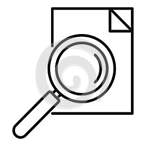 Paper magnifier exploration icon, outline style