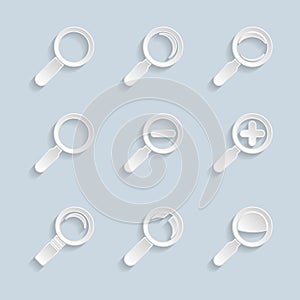Paper Magnifier Glass Icons