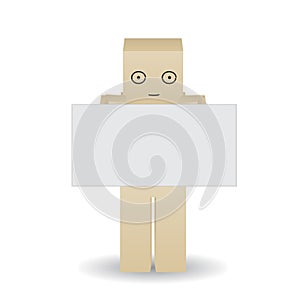 Paper man shows a blank poster