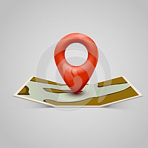 Paper map icon with Pin Pointer.