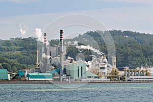 Paper mill factory near a sea loch