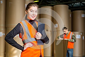 Paper mill factory workers