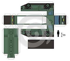 Paper model of a military tank truck