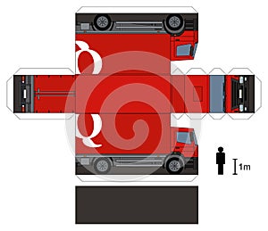Paper model of a red truck
