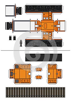 The paper model of a small diesel locomotive