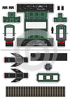 The paper model of a vintage electric locomotive