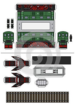 The paper model of a vintage electric locomotive