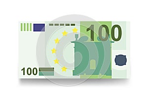 Paper money 100 EUR. Euro Vector Illustration. Europe money set bundle banknotes
