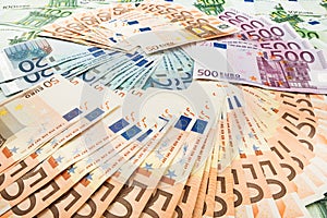 Paper money euro. background of banknotes