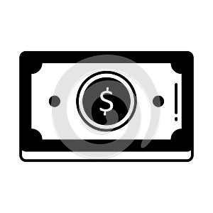Paper money Half Glyph Style vector icon which can easily modify or edit