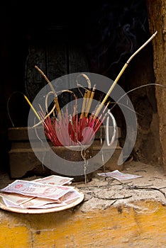 Paper money at the Tran Quoc Pagoda