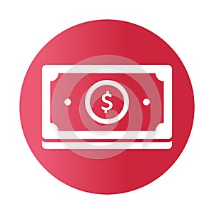 Paper money white glyph with color background vector icon which can easily modify or edit