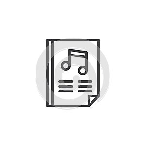 Paper with music note outline icon