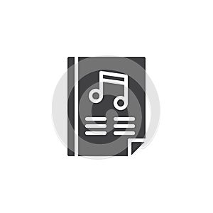 Paper with music note vector icon