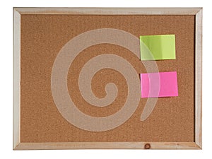 Paper note pin on cork board on white background. clipping path