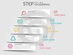 Paper note shape elements with steps,road map,options,milestone,timeline,processes or workflow.Business data visualization.