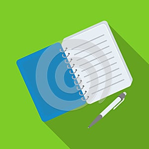 Paper notebook detective. Notepad to record readings, to solve the crime.Detective single icon in flat style vector