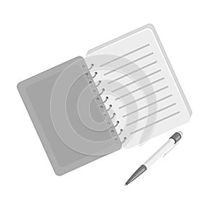 Paper notebook detective. Notepad to record readings, to solve the crime. Detective single icon in monochrome style