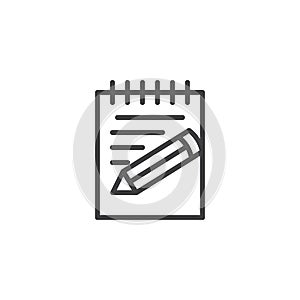 Paper, notebook, notepad pencil line icon