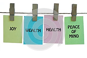 Paper notes hanging on rope