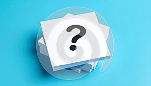 Paper notes with question mark sign isolated