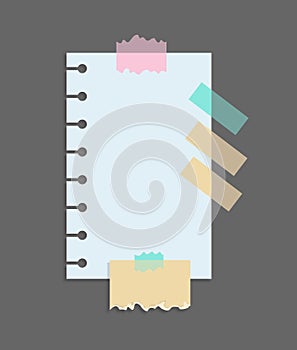 Paper notes stickers. Place for memo messages on paper sheets. Blank sticky place for to do list and office notice or