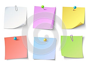 Paper notes. Top view note sticker vector set
