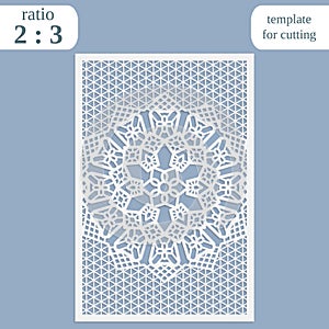 Paper openwork greeting card, template for cutting, lace invitation, lasercut metal panel, wood carving, laser cut plastic
