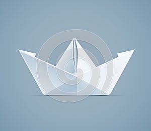 Paper origami ship. Handmade toy
