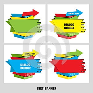Paper origami speech bubble for design of advertisement label, sticker. Flat style. Dialogue banner for message