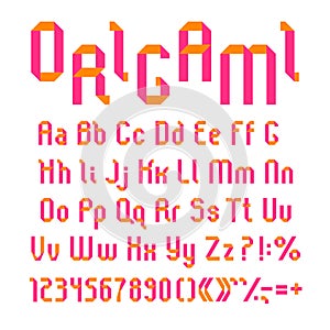 Paper origami vector alphabet, sans serif letters