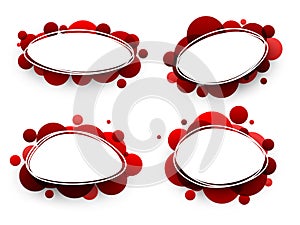 Oval backgrounds with red bubbles.