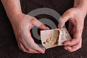 Paper pack of sugar corns.