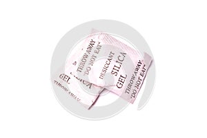 Paper packet of silica gel isolated on white