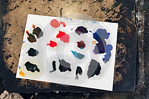 Paper palette with different color smears