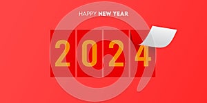 2024 happy new year celebration greeting card or banner design template in Chinese New Year or year of dragon concept.