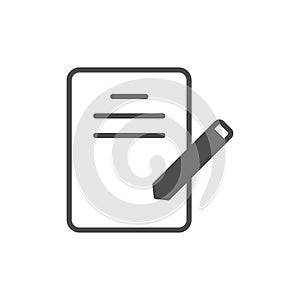 Paper with pen glyph vector icon