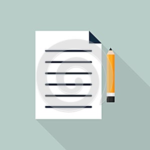 Paper and pencil icon flat design